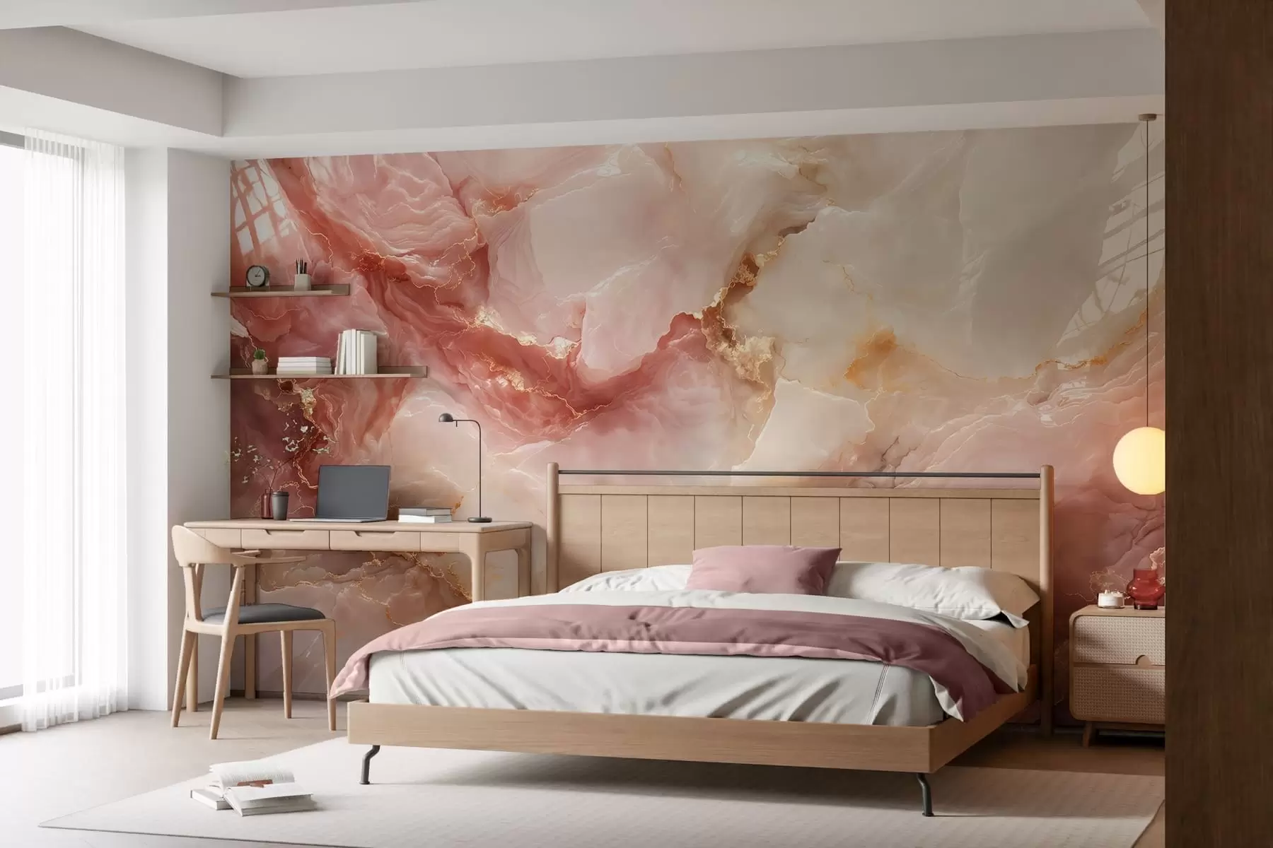 wall murals Pink marble imitation w05519