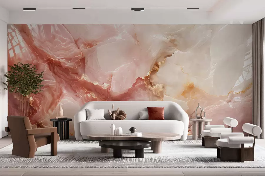 peintures murales Imitation marbre rose w05519