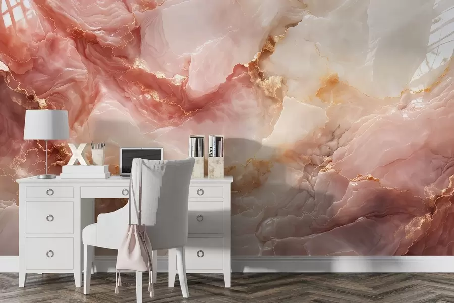 peintures murales Imitation marbre rose w05519