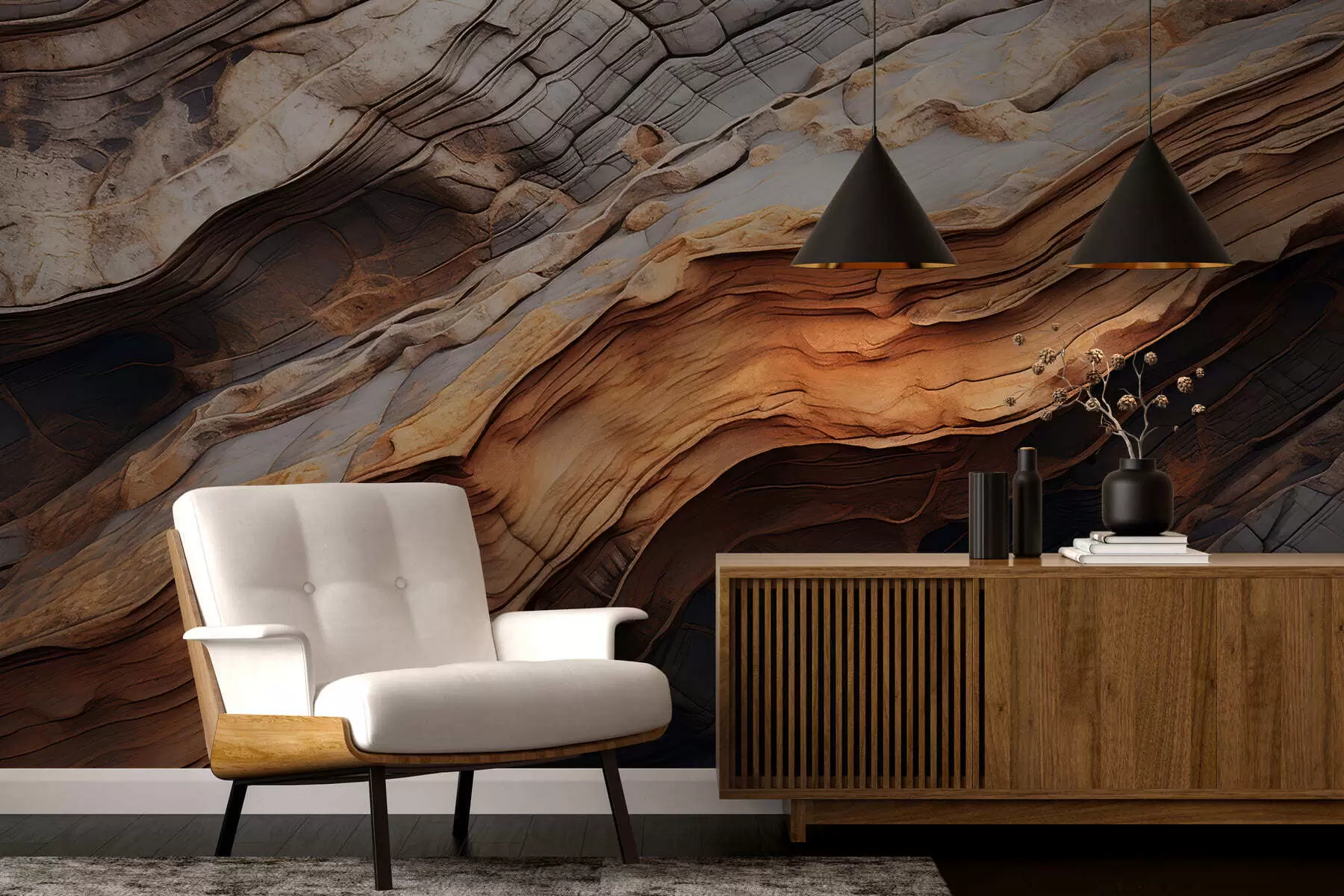 murales Textura de madera oscura y intensa w05520