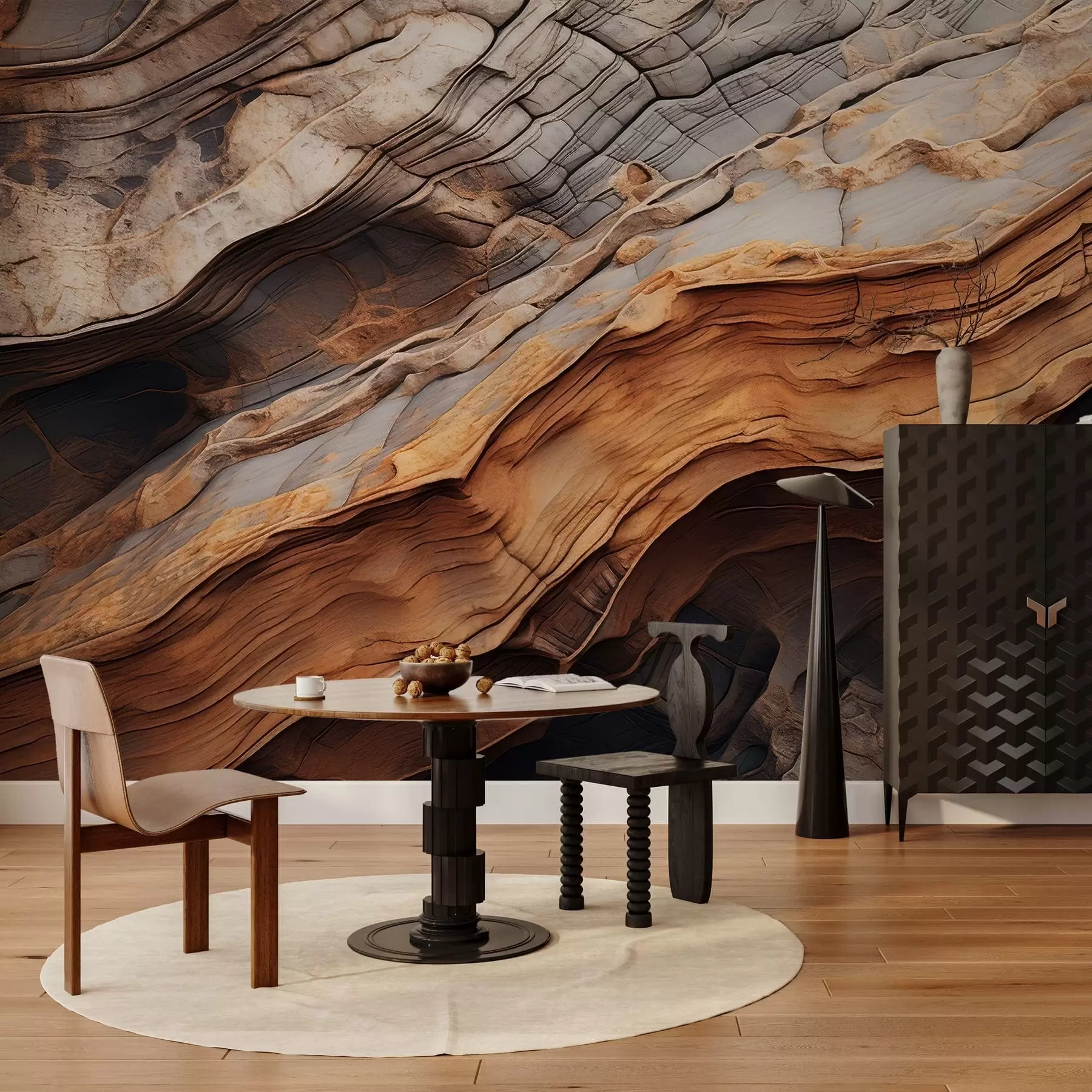 Wall Mural Photo Wallpaper Dark rich wood texture w05520