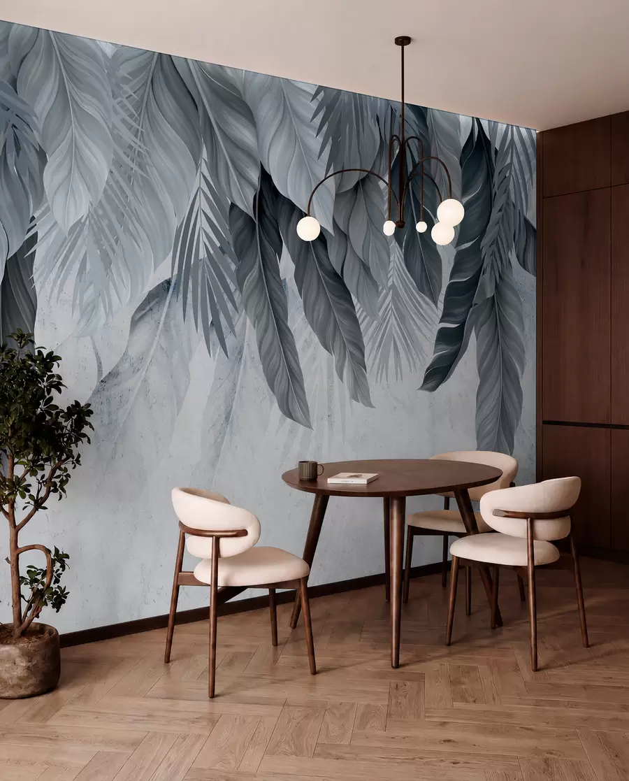 Wall Mural Photo Wallpaper Tropical hanging leaves on concrete w05521v1