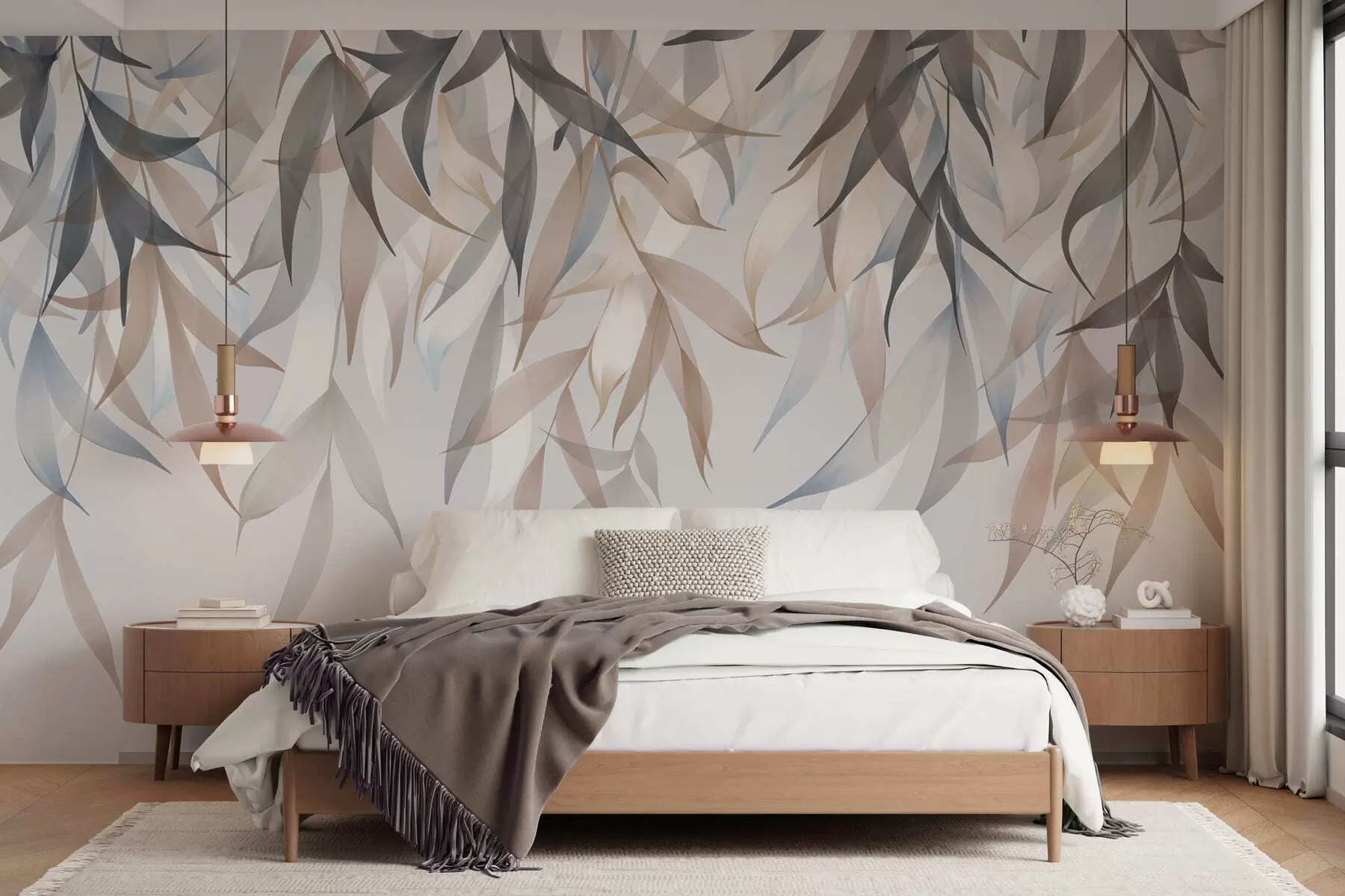 wall murals Dangling long leaves w05523