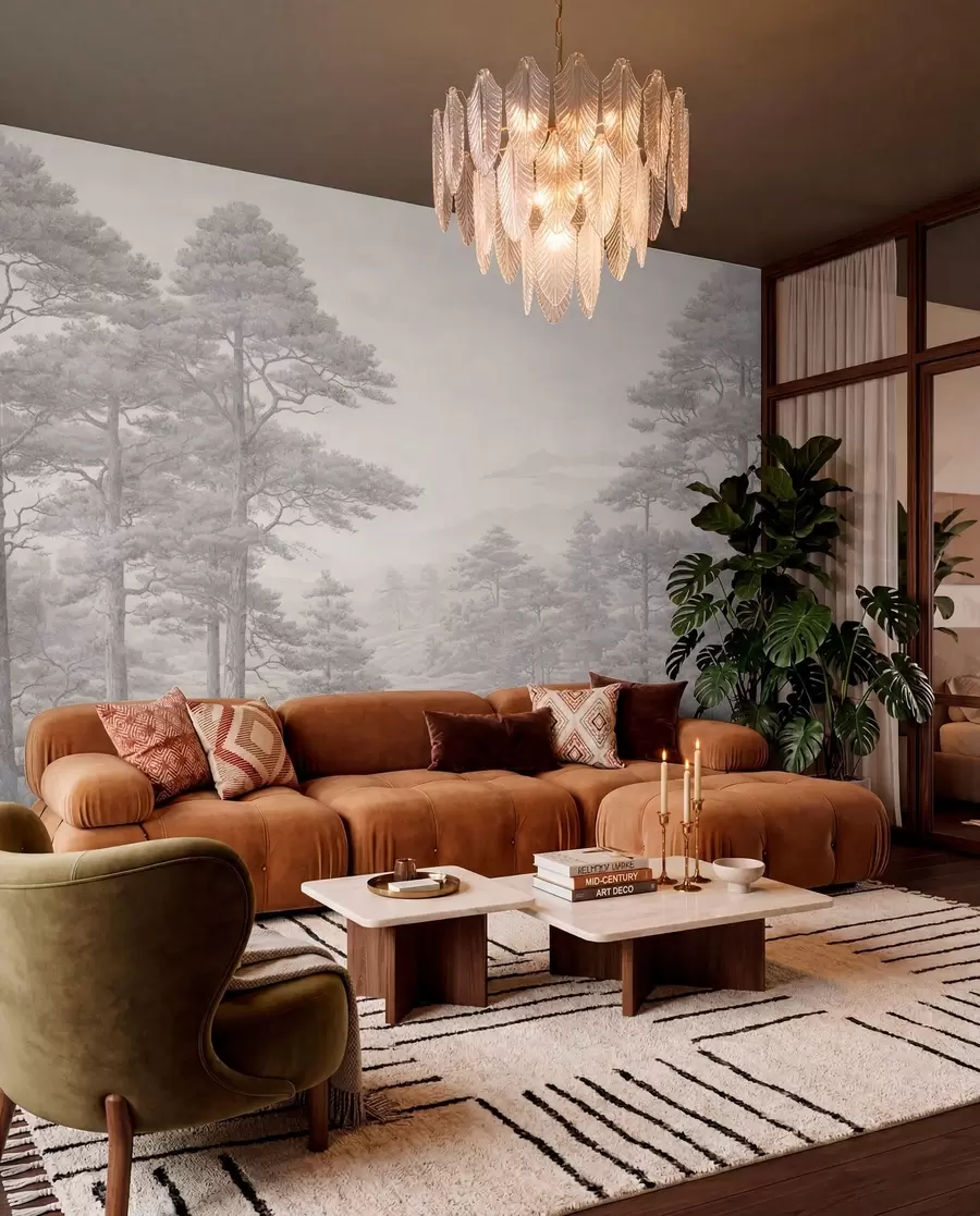 wall murals Woodland Etching w05524