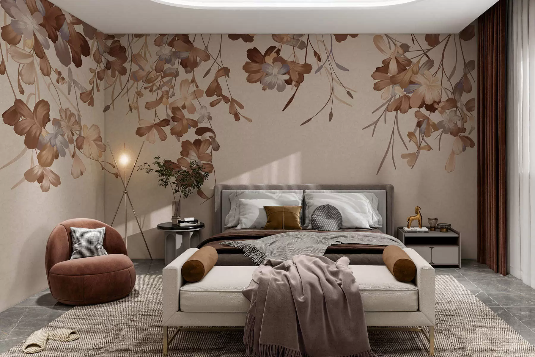 peintures murales Des feuilles accrochées au mur w05530