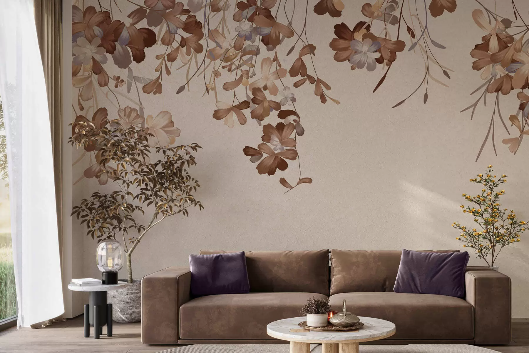 peintures murales Des feuilles accrochées au mur w05530