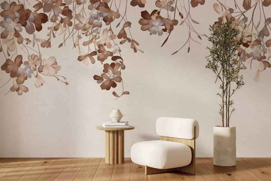 peintures murales Des feuilles accrochées au mur w05530