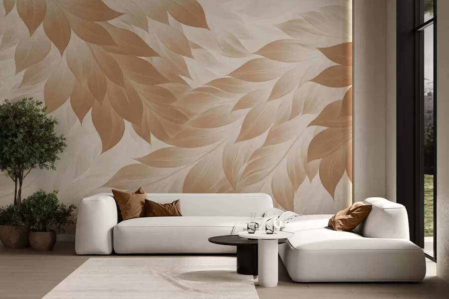 murales Hojas abstractas de contornos nítidos w05531v1