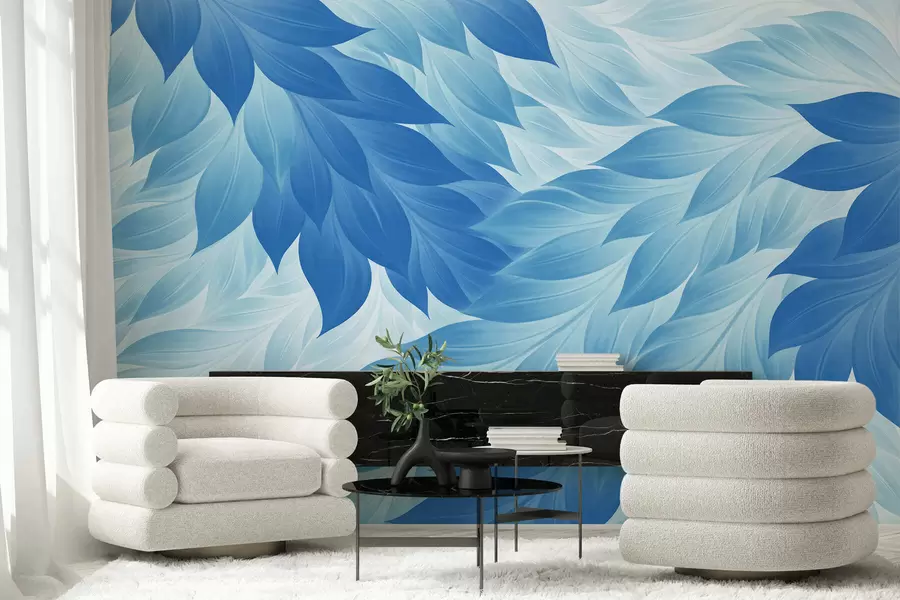 peintures murales Feuilles abstraites aux contours nets w05531v2