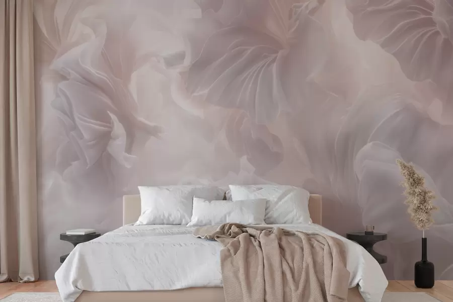 wall murals Abstract floral forms with flowing petals in pastel shades w09841