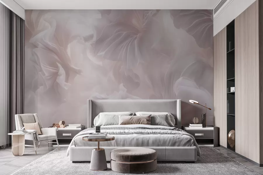 Wall Mural Photo Wallpaper Abstract floral forms with flowing petals in pastel shades w09841