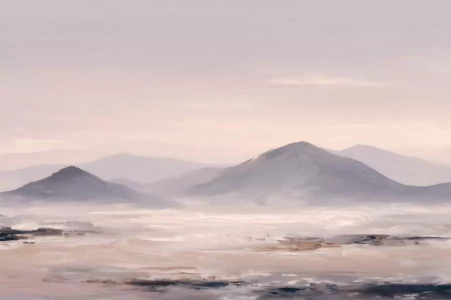 Wall Mural Photo Wallpaper A misty mountain landscape with soft transitions of light and air, with a mask-like effect w09844