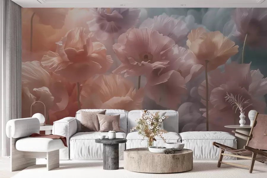 wall murals Airy flowers with translucent petals in soft morning light w09847
