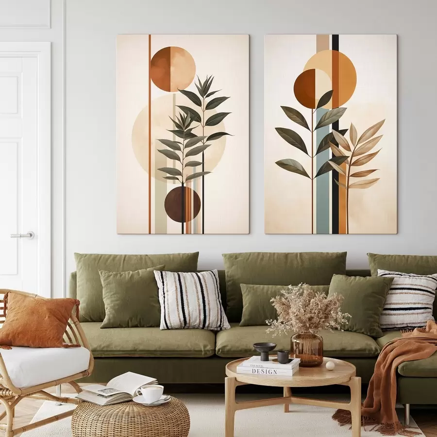 wall murals Abstract plants with circles and lines m30392