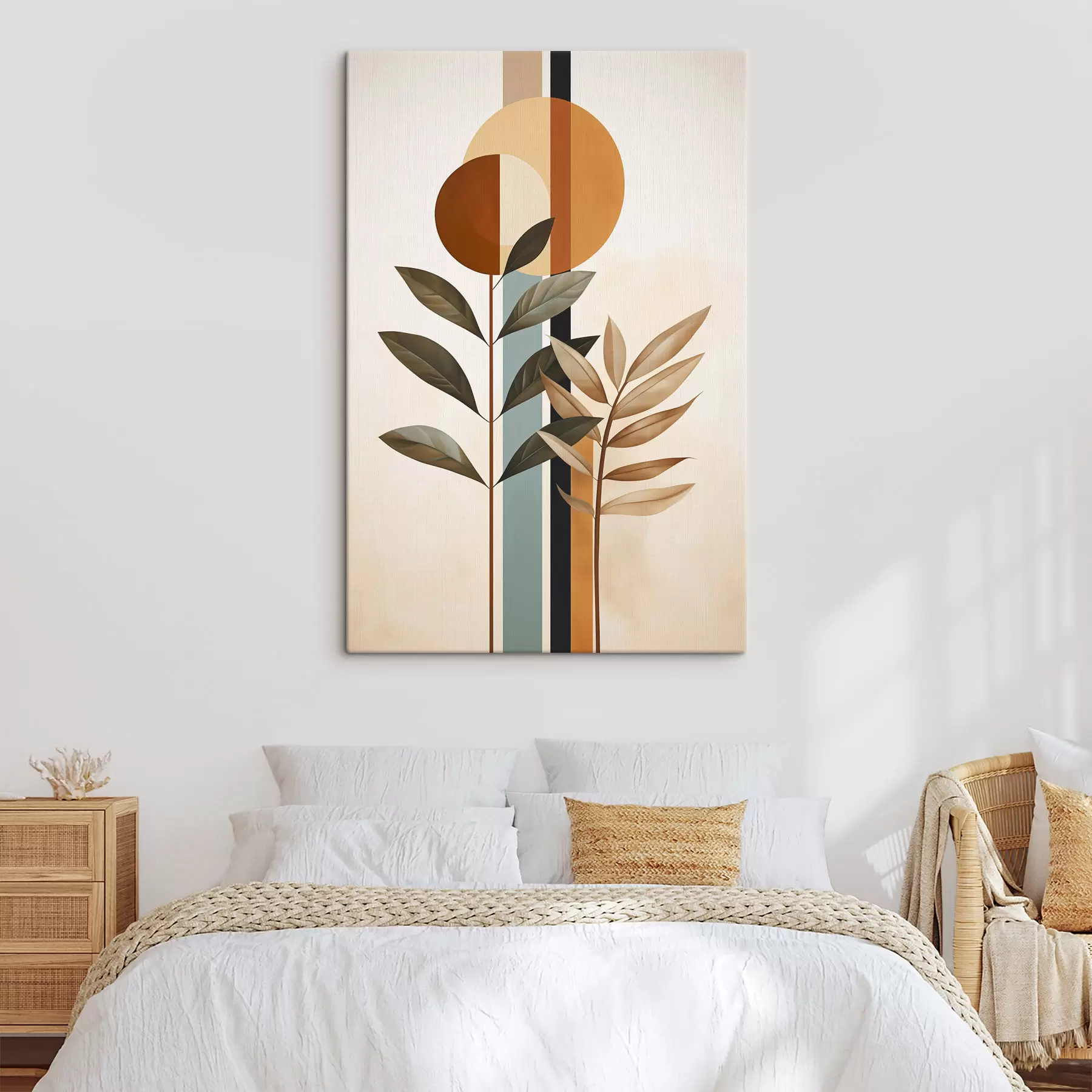murales Plantas abstractas con círculos y líneas s48929