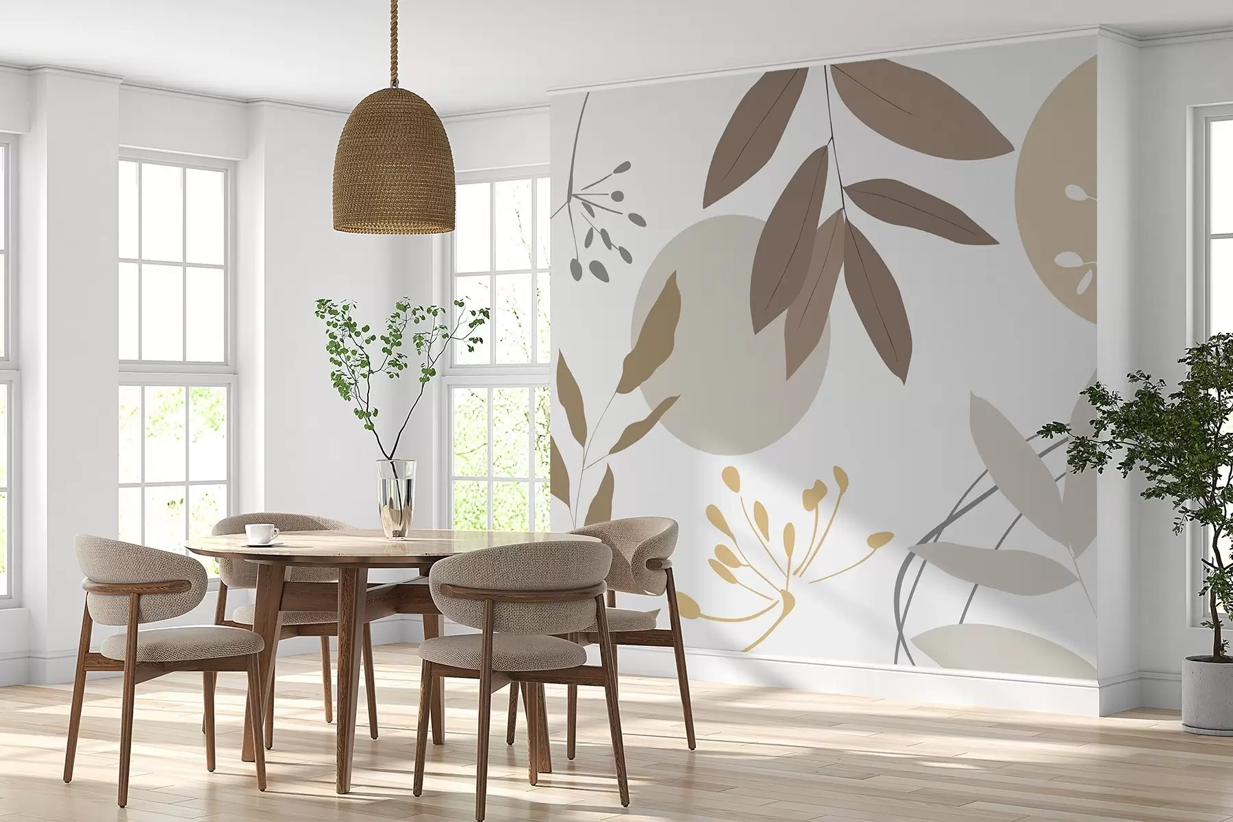 Wall Mural Photo Wallpaper Abstraction with plants w05552v1