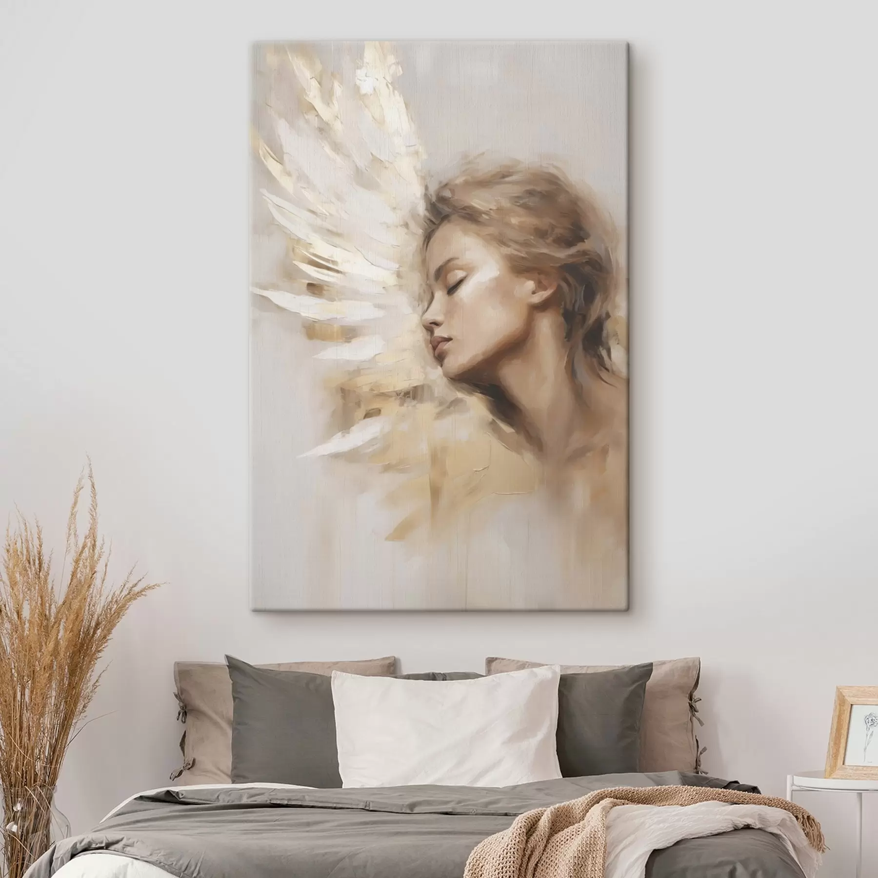 wall murals Portrait of a girl with an angel's wing s48979