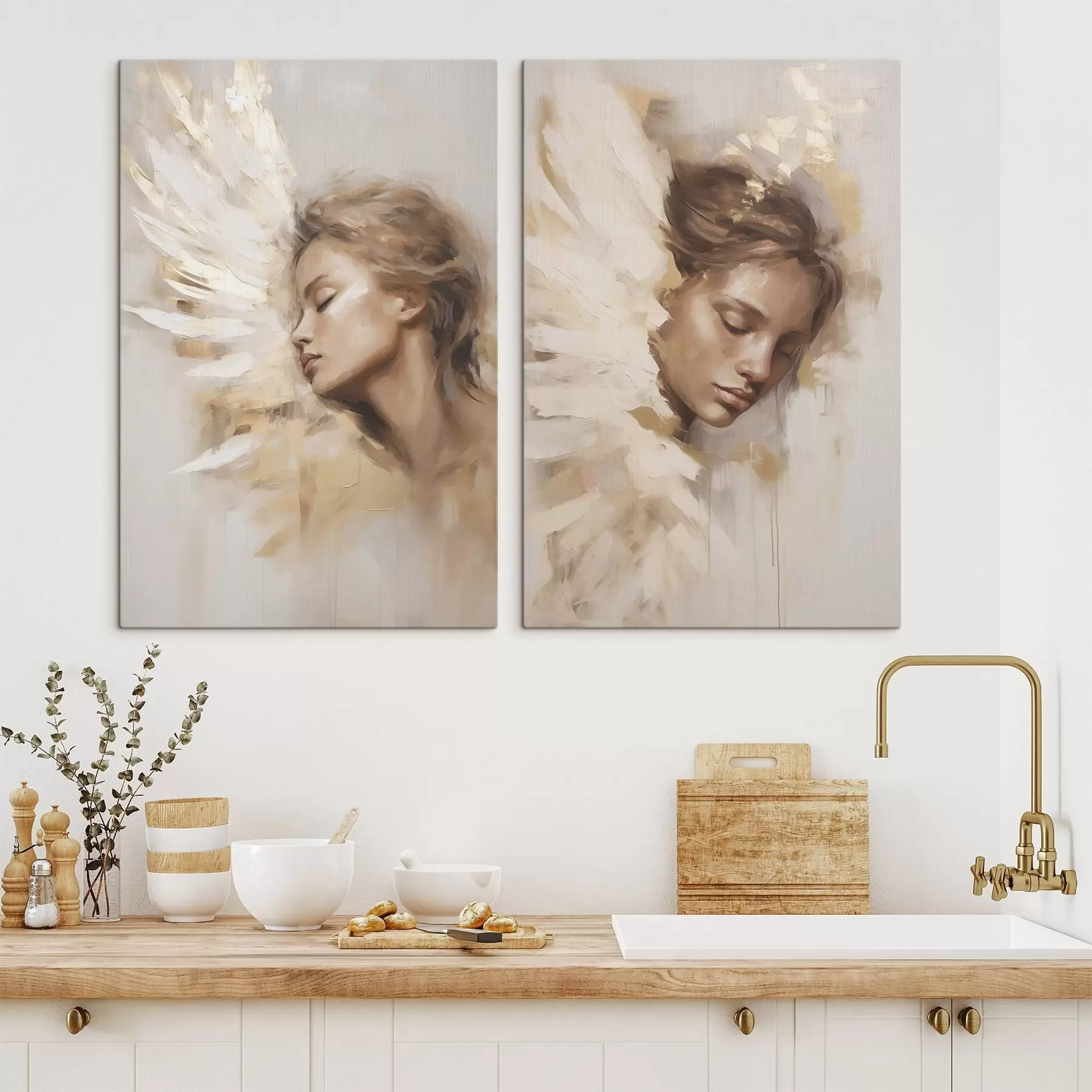 wall murals Girl with an Angel's Wing m30409