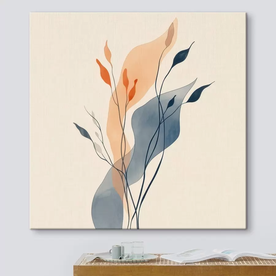 murales Composición con siluetas vegetales expresivas en un estilo de ilustración artística s48838