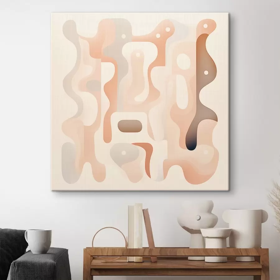 murales Armonía de formas curvas y una paleta de colores naturales en un estilo de ilustración de arte contemporáneo s48845