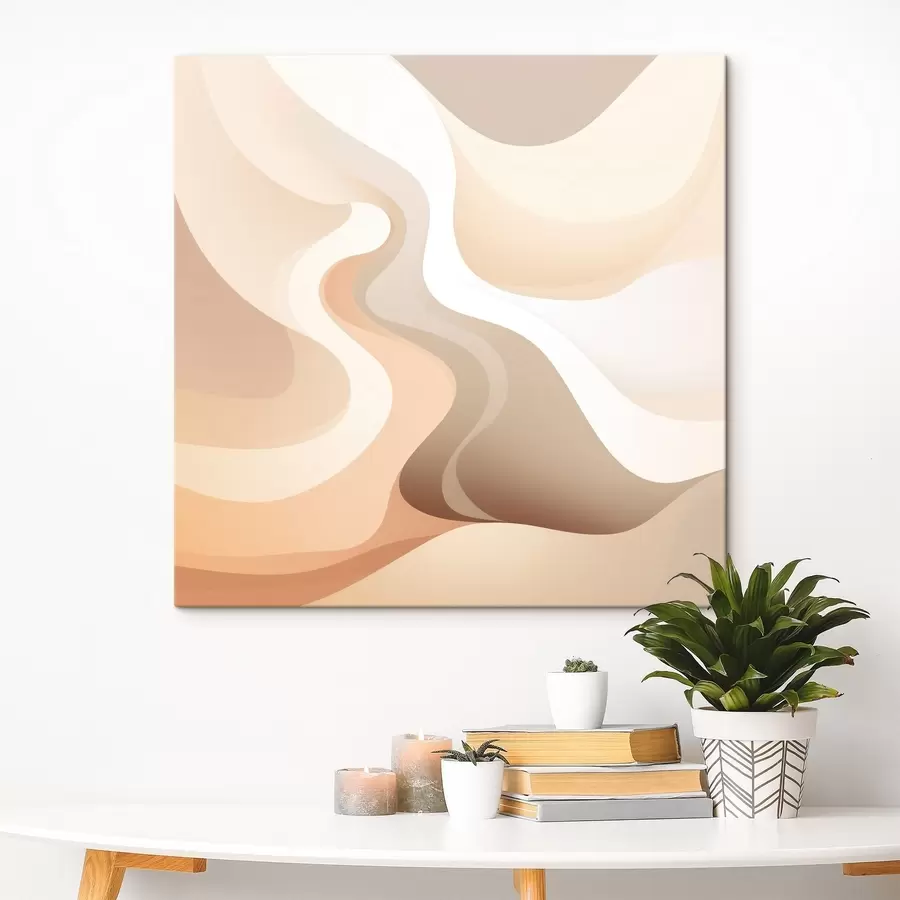 murales Armonía de formas curvas y tonos crema en un estilo de ilustración de arte contemporáneo s48846