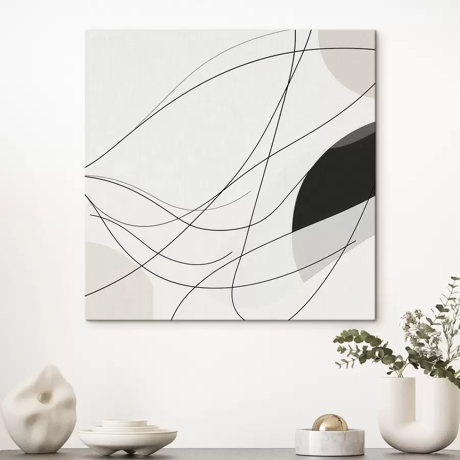 murales Composición abstracta con finas líneas curvas en estilo minimalista s48854
