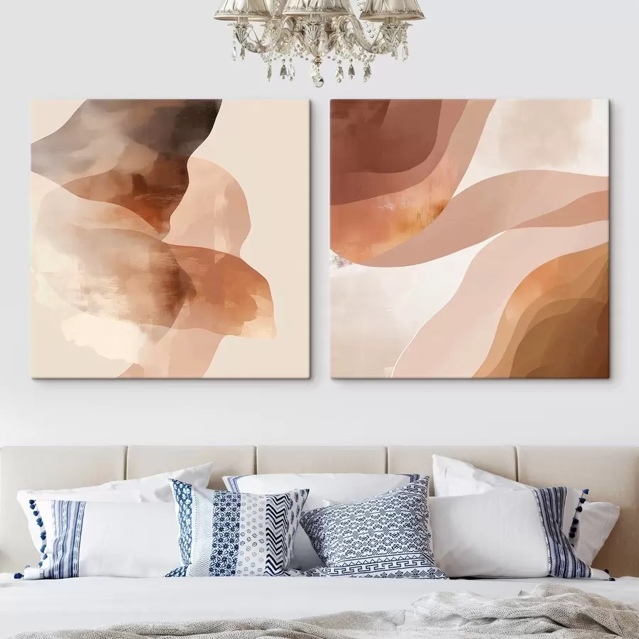 murales Composición de capas semitransparentes en tonos arena y marrón m30345