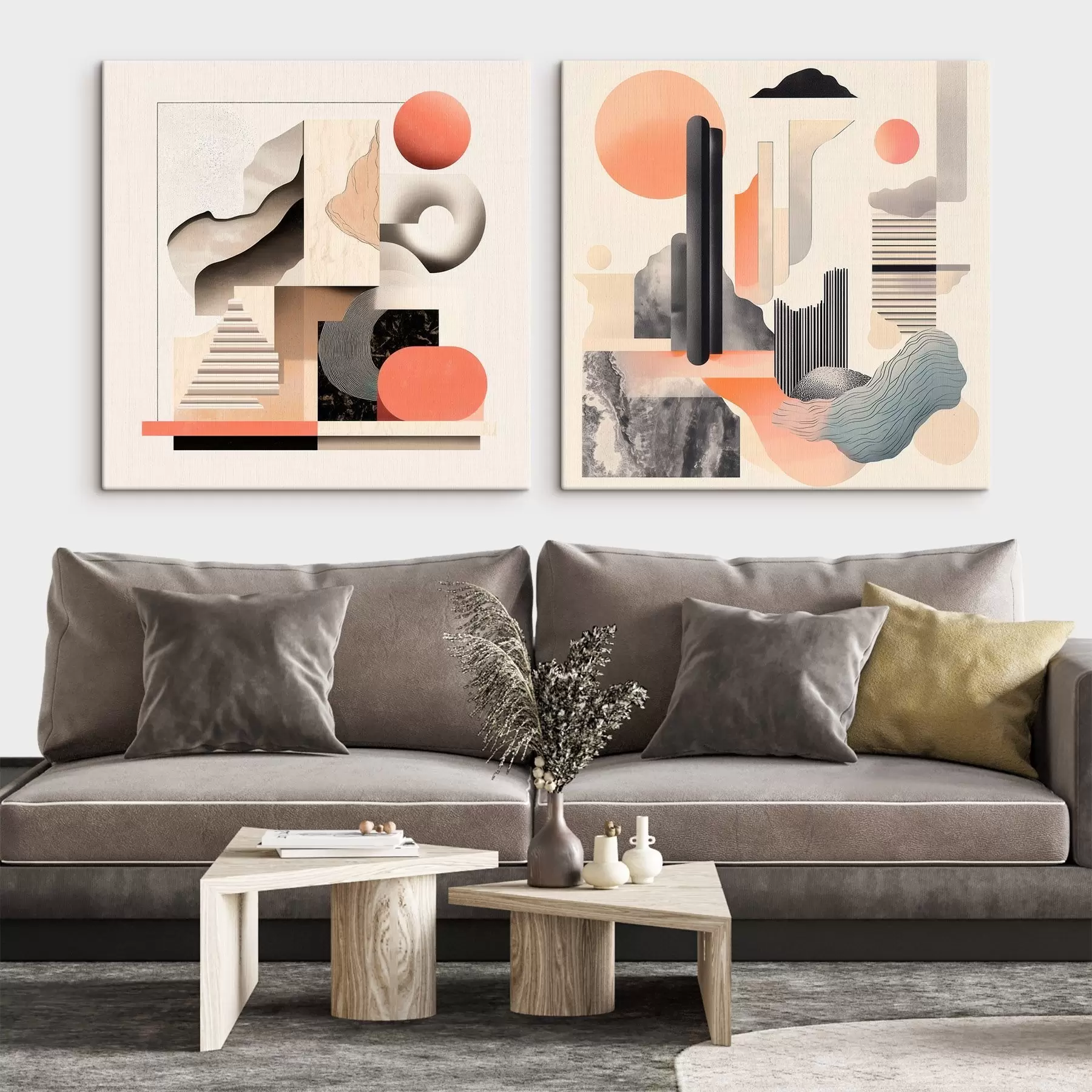 wall murals Geometric abstraction with architectural elements in a minimalist style m30348