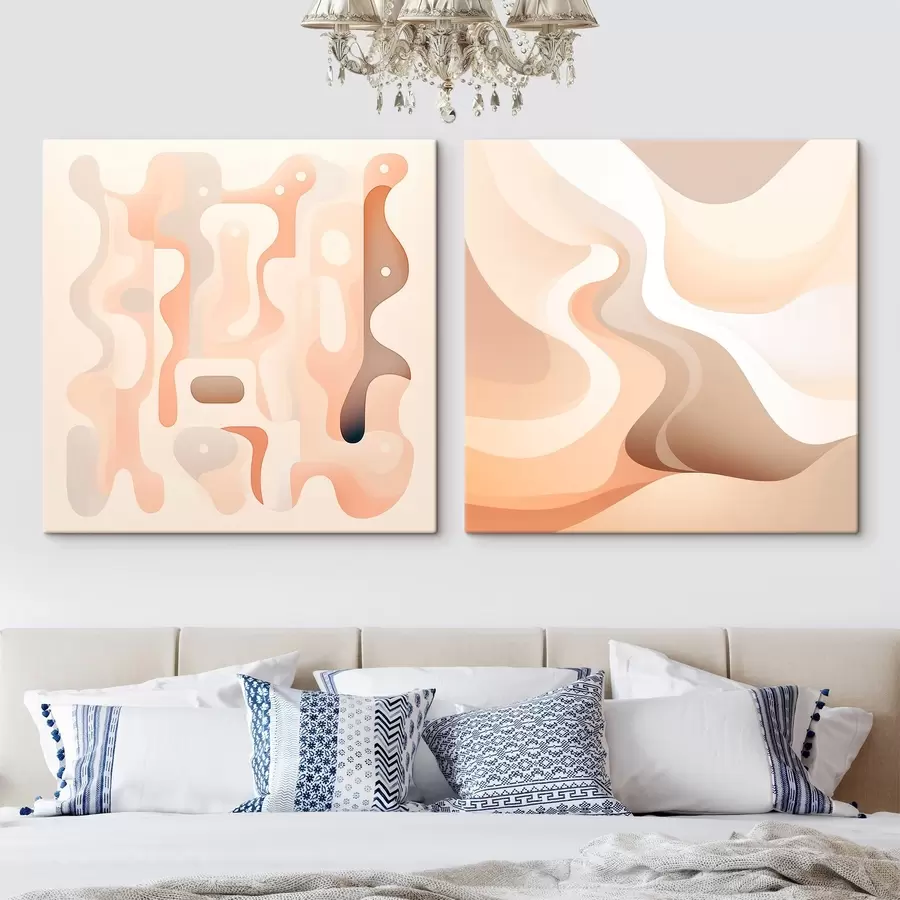 Wall Mural Photo Wallpaper Abstract composition with flowing lines and volumetric forms in a beige-brown palette m30349