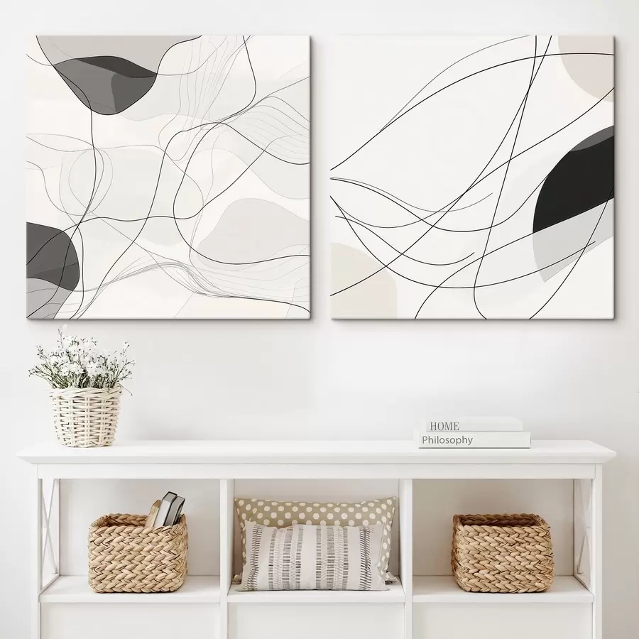 Wall Mural Photo Wallpaper Graphic aesthetics: abstract curves on a light background in a minimalist style m30353