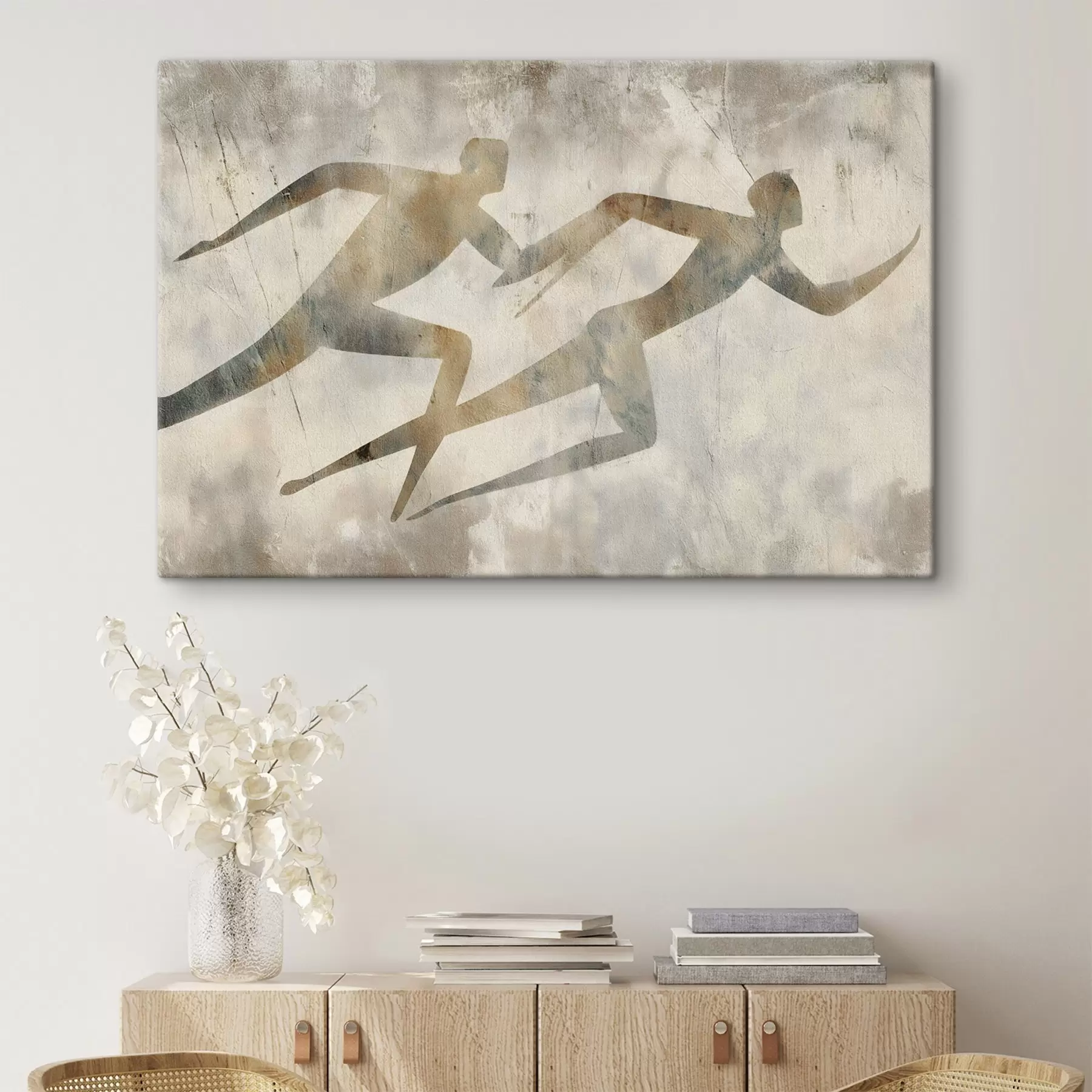 wall murals abstraction of two running figures s49005