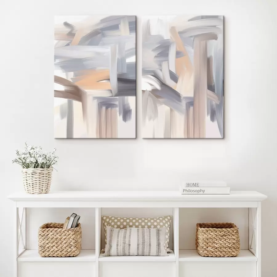 murales una pintura abstracta en tonos claros m30434