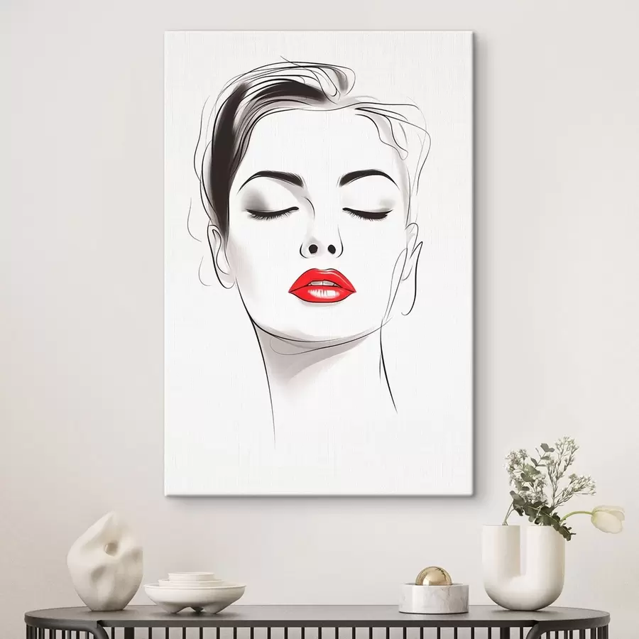 murales Dibujo lineal minimalista de rostros s49025