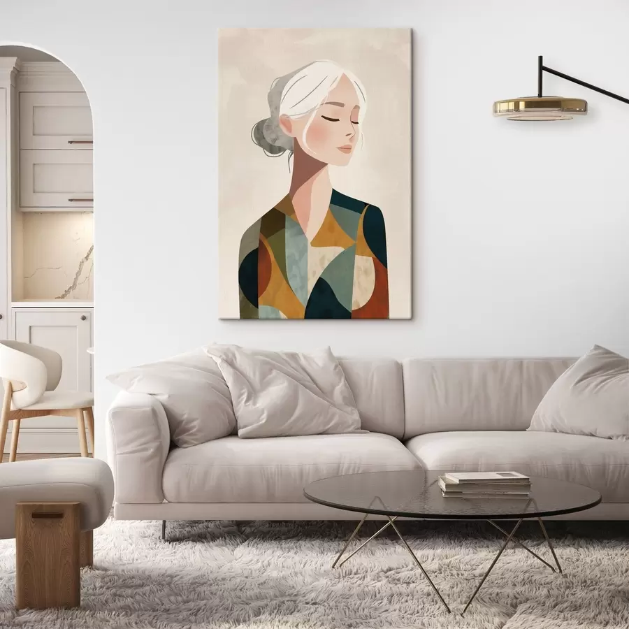 murales Mujer en estilo geométrico s49029