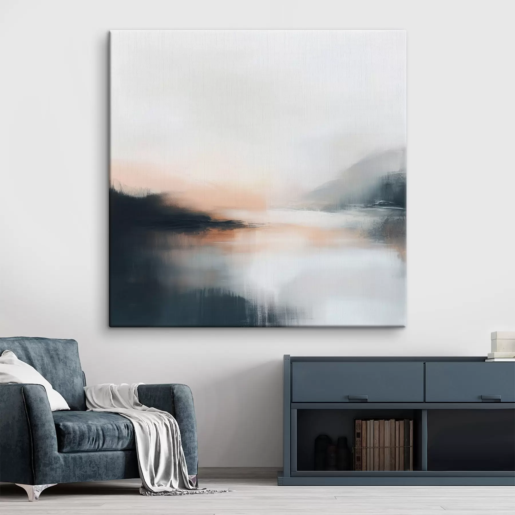 wall murals Abstract misty landscape in a warm beige-coral palette s48861