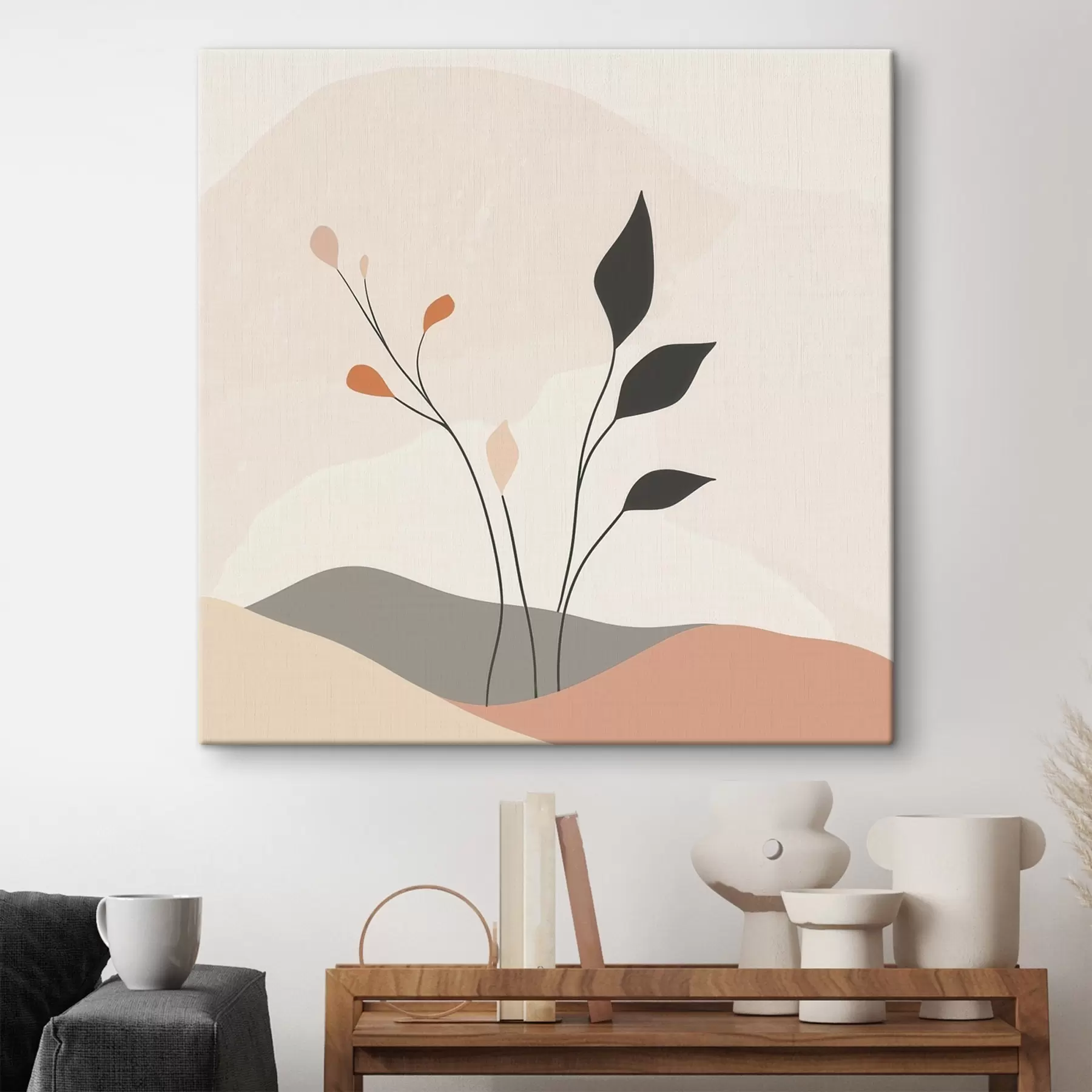 wall murals Laconic plant-themed scene with organic forms in a contemporary art style s48874