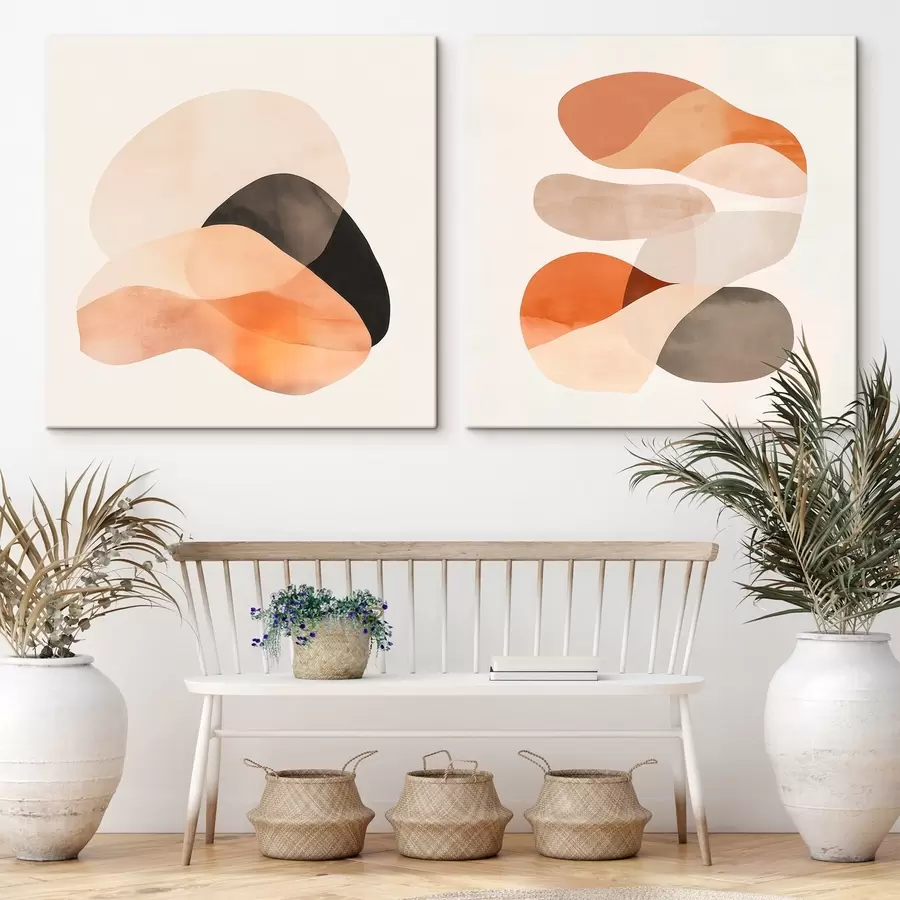 murales Composición de formas suaves y redondeadas y sombras delicadas en un estilo de cartel artístico m30358