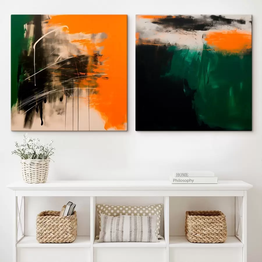 murales Composición con pinceladas expresivas y tonos oscuros e intensos, en un estilo minimalista m30359