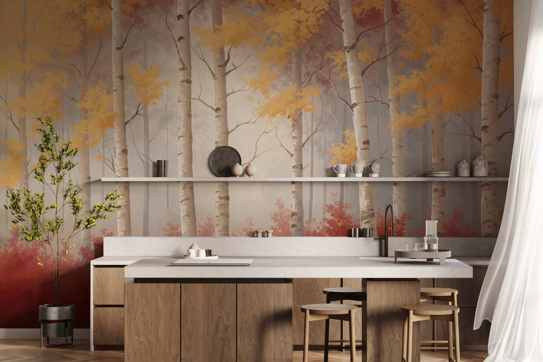 wall murals Autumn in mist w05577