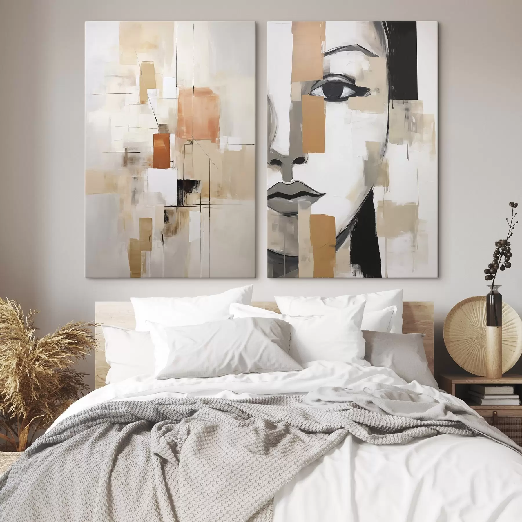 wall murals Female portrait and abstract painting imitation m30440