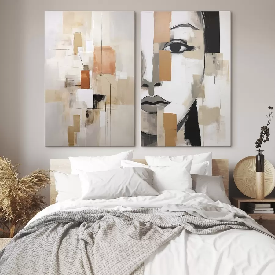 Wall Mural Photo Wallpaper Female portrait and abstract painting imitation m30440