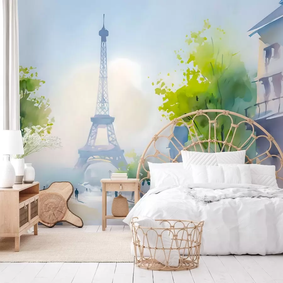 Wall Mural Photo Wallpaper Paris, a cityscape in a watercolour style à la prima w05566