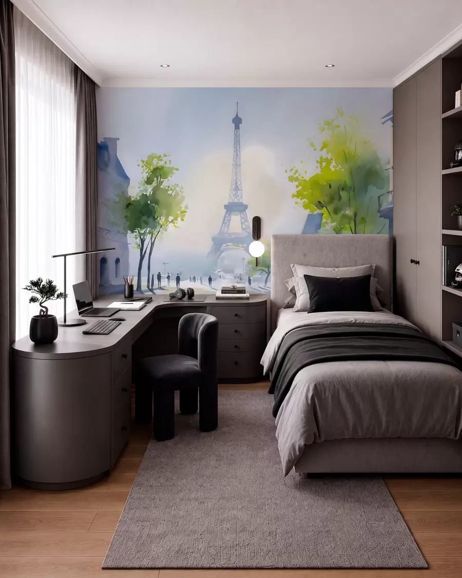 wall murals Paris, a cityscape in a watercolour style à la prima w05566