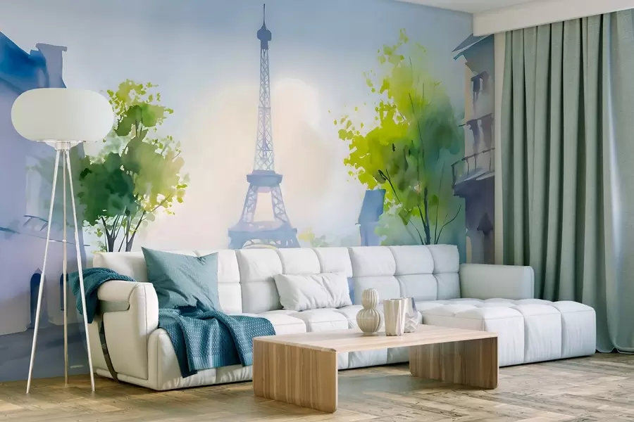 Wall Mural Photo Wallpaper Paris, a cityscape in a watercolour style à la prima w05566