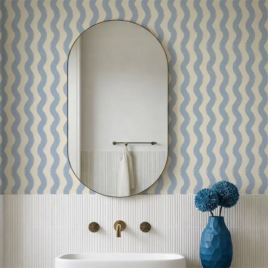 Wall Mural Photo Wallpaper Wavy light blue pattern on light background a01188