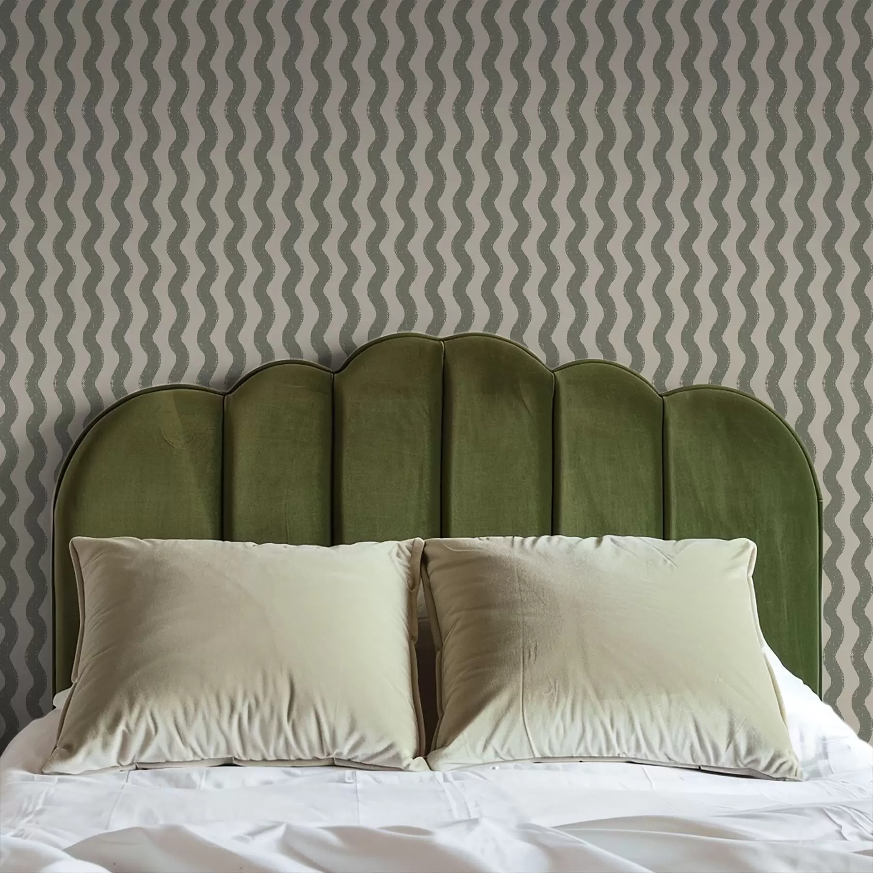 Wall Mural Photo Wallpaper Wavy green pattern on light background a01188v1