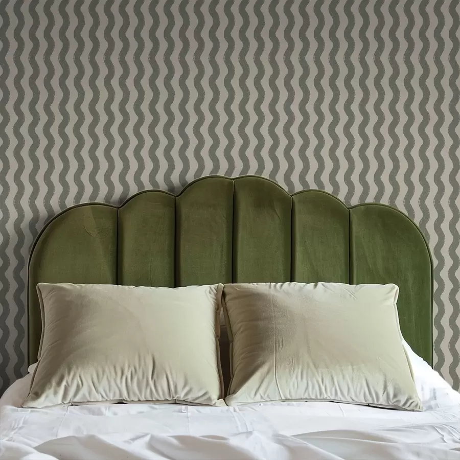 Wall Mural Photo Wallpaper Wavy green pattern on light background a01188v1