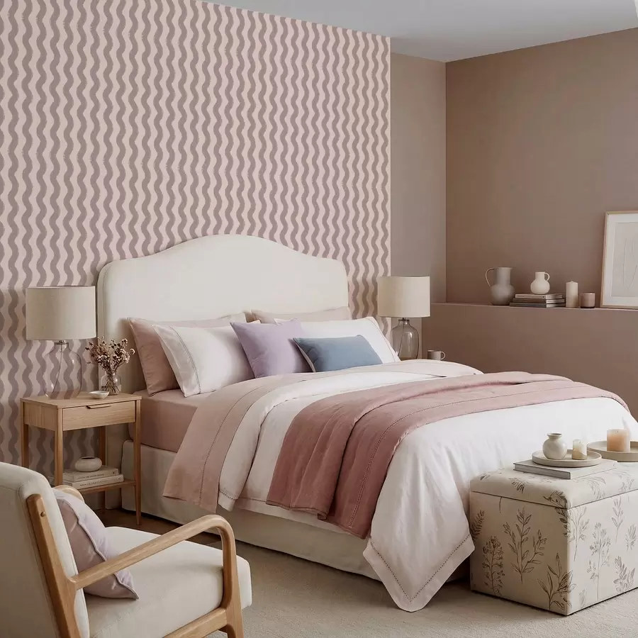 Wall Mural Photo Wallpaper Wavy dusty pink pattern on light background a01188v4