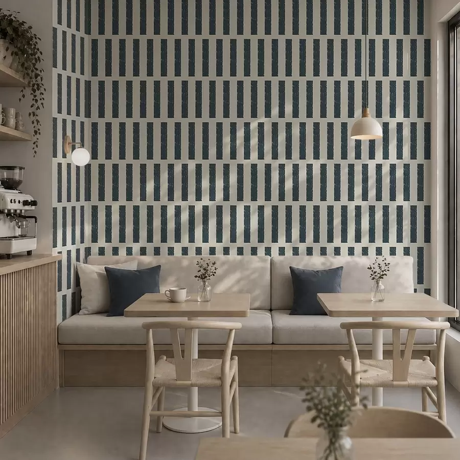 Wall Mural Photo Wallpaper Dark teal vertical stripes on light background a01189