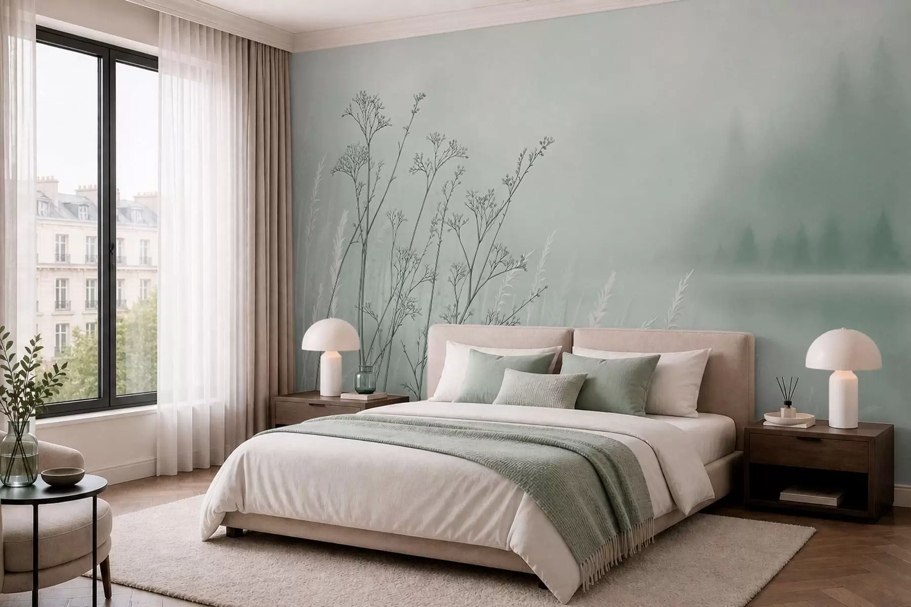 Wall Mural Photo Wallpaper Thin grass stems on blurred natural background w05534v1
